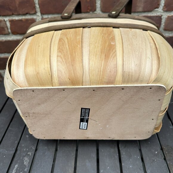 Wooden Woven Baskets Double Handles Rustic Farmhouse Decor Medium and Small - Picture 12 of 16